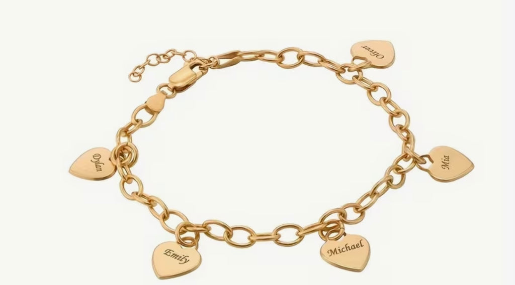 Bracelet cœur jusqu'à 5 prénoms